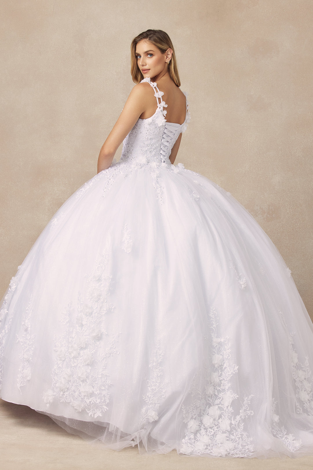 Juliet 1437W ball gown back view with lace-up back