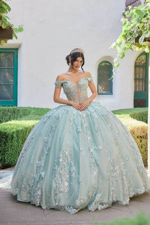 Juliet JT1485J off-shoulder ball gown quinceanera dress front view
