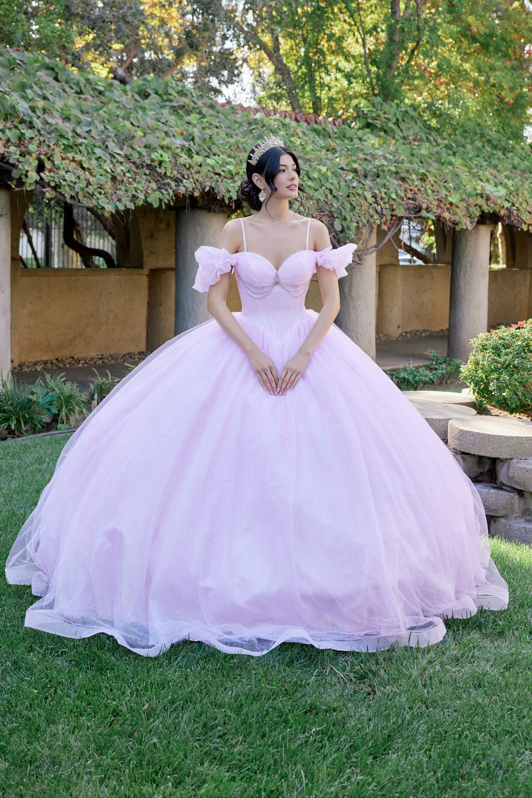 Juliet JT1487H off-shoulder sweetheart ball gown quinceanera dress front view