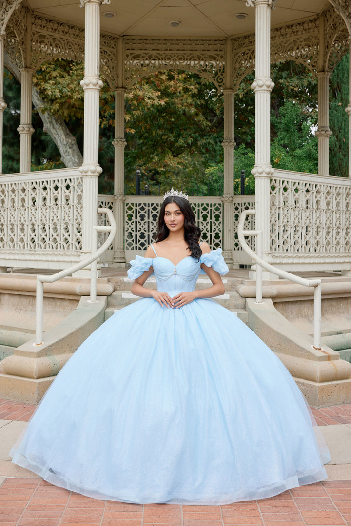 Juliet JT1487H off-shoulder sweetheart ball gown quinceanera dress front view, option 2