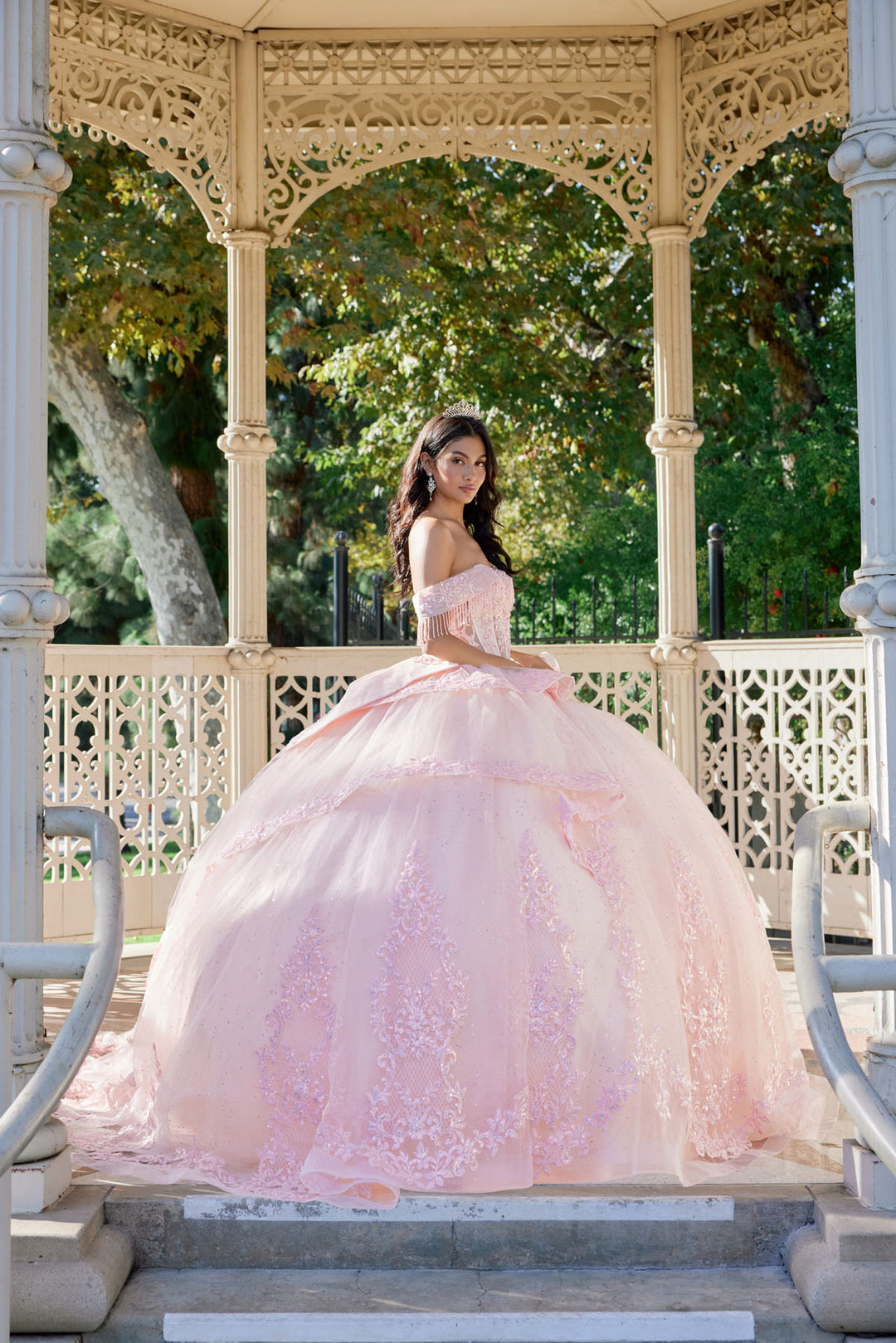 Juliet JT1503J quinceanera ball gown front side view