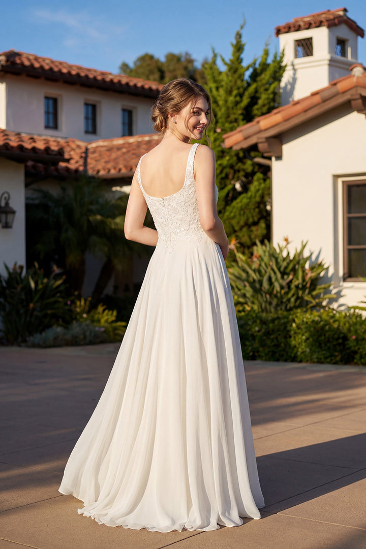 Juliet JTM21LW two-piece beaded flutter sleeve top mother of the bride dress back view