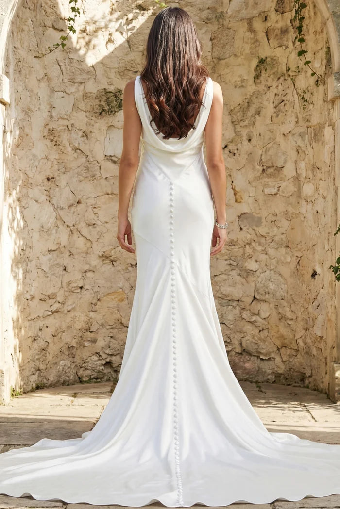 Jovani JB03910 Off White Cowl Neckline Bridal Dress
