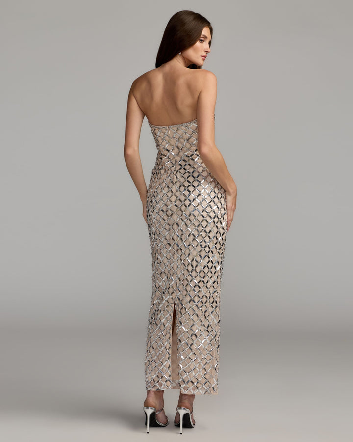 Mac Duggal 10200 Metallic Embellished Strapless Column Gown