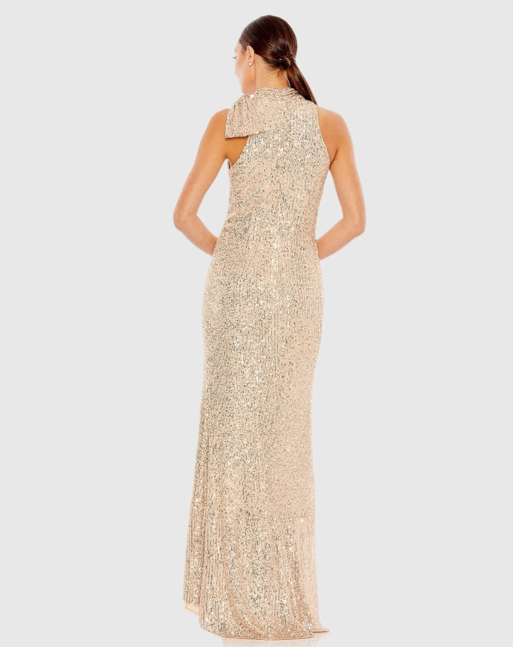 Mac Duggal 11280 Soft Tie Halter Neck Sequin Gown
