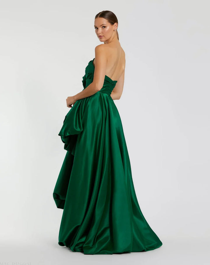 Mac Duggal 11685 Black Strapless Ruched High Low Gown