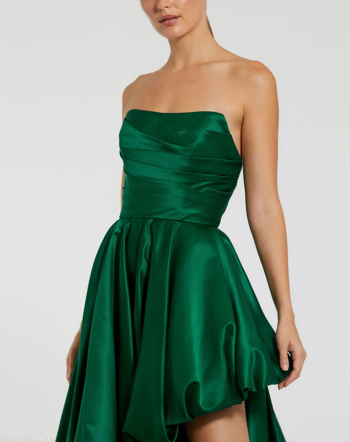 Mac Duggal 11685 Black Strapless Ruched High Low Gown