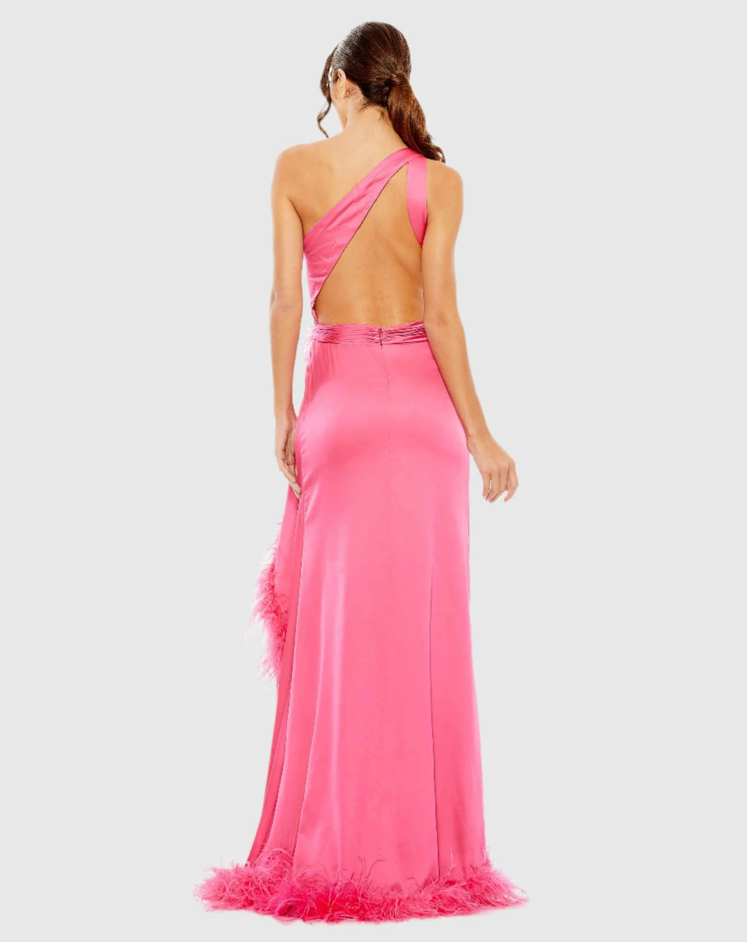 Mac Duggal 11689 One Shoulder Key Hole Detail With Feather Lining