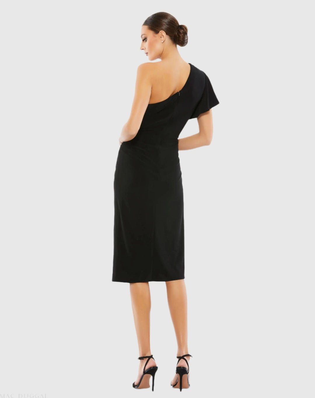 Mac Duggal A12480 One Shoulder Midi Length Jersey Dress