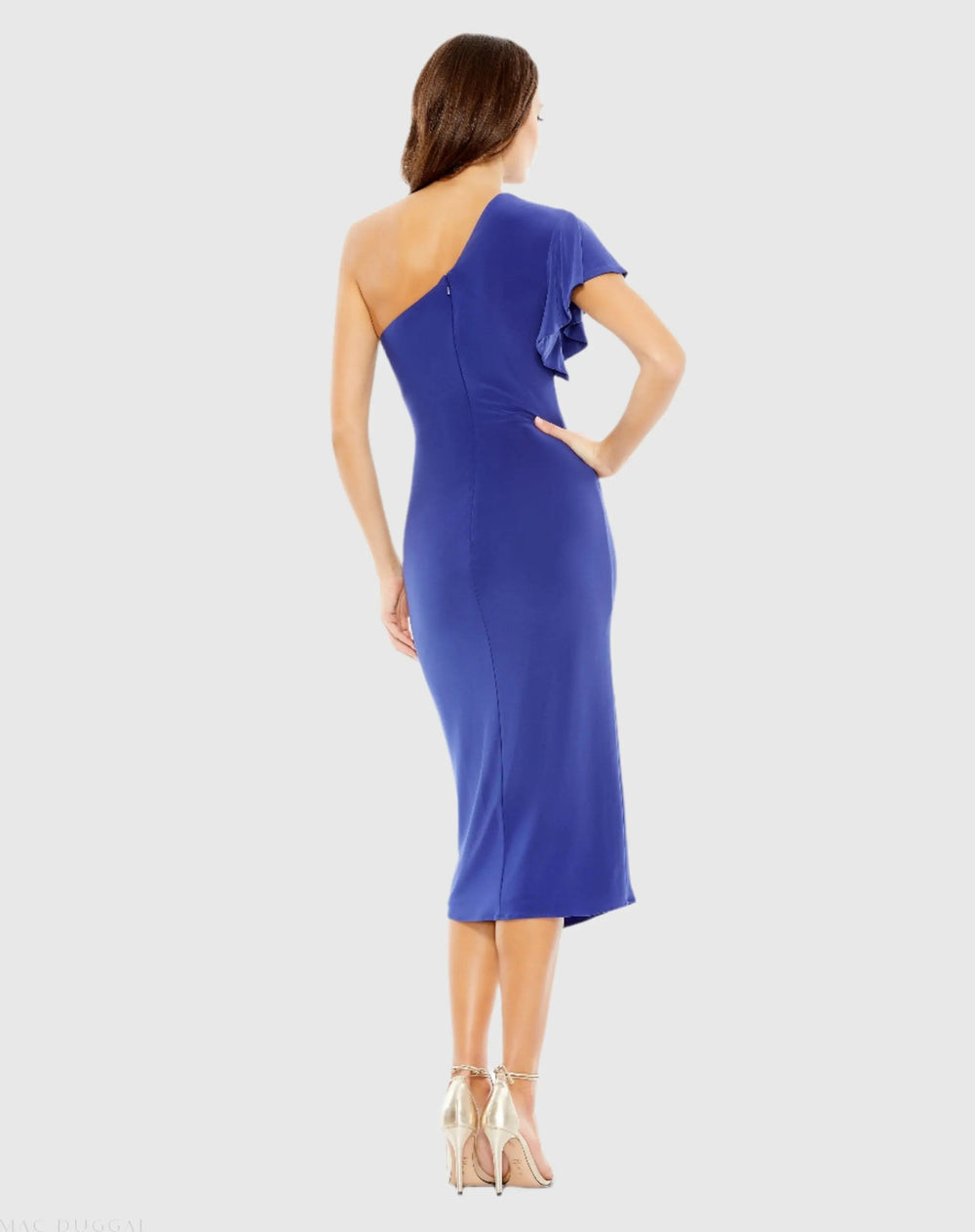 Mac Duggal A12480 One Shoulder Midi Length Jersey Dress
