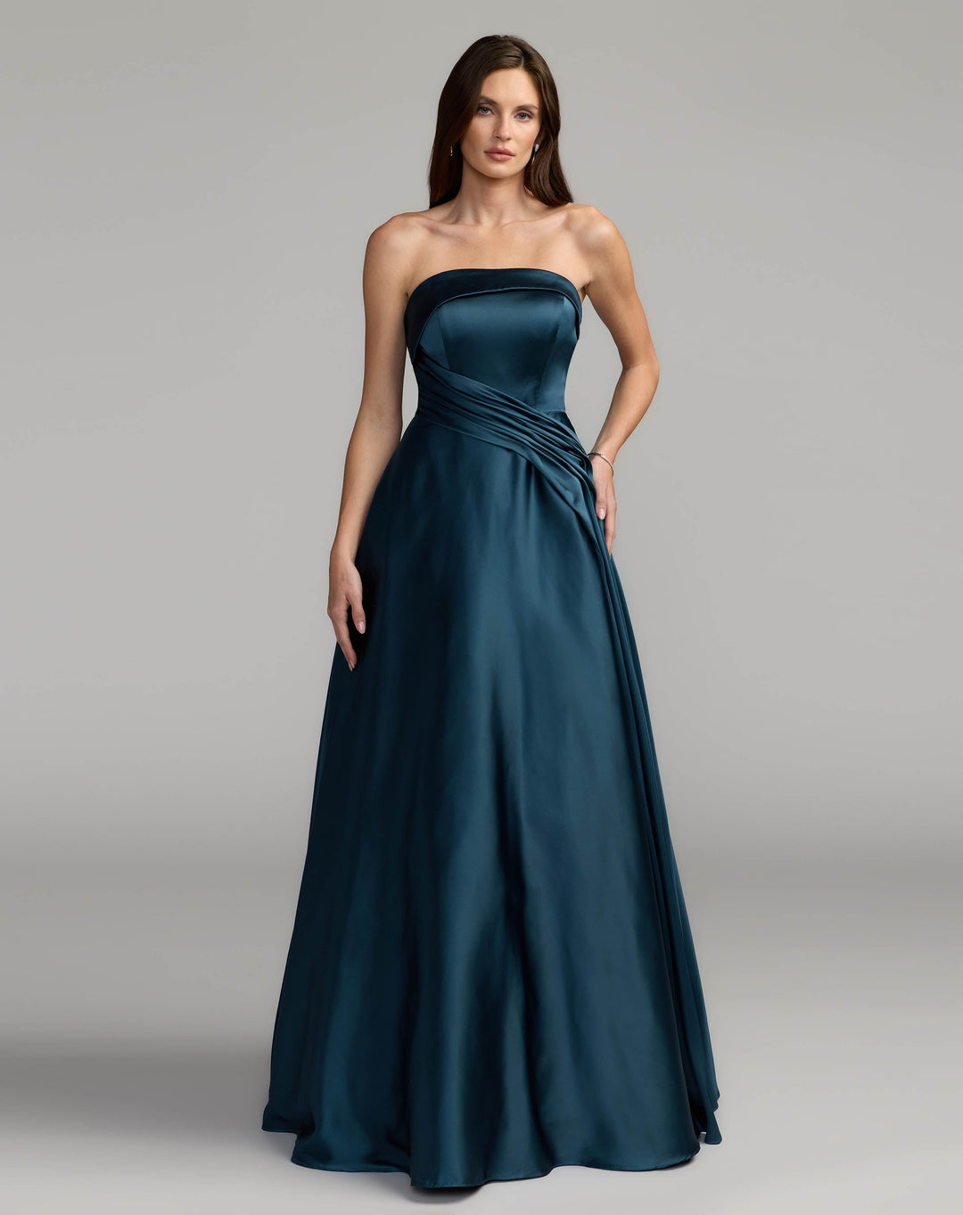 Mac Duggal 13280 Strapless Draped Satin Ball Gown