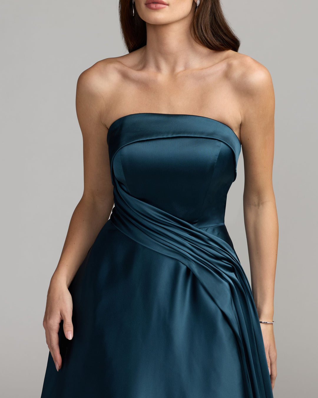 Mac Duggal 13280 Strapless Draped Satin Ball Gown