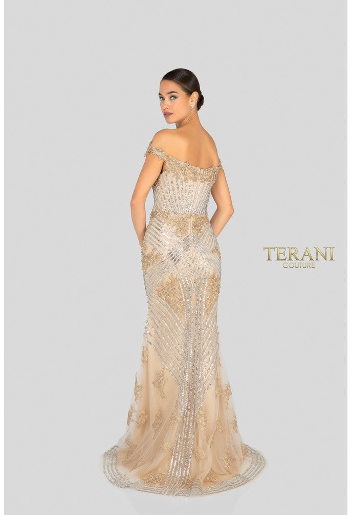 Terani 1912GL9572 Sweetheart Off-the-Shoulder Corset Mermaid Dress