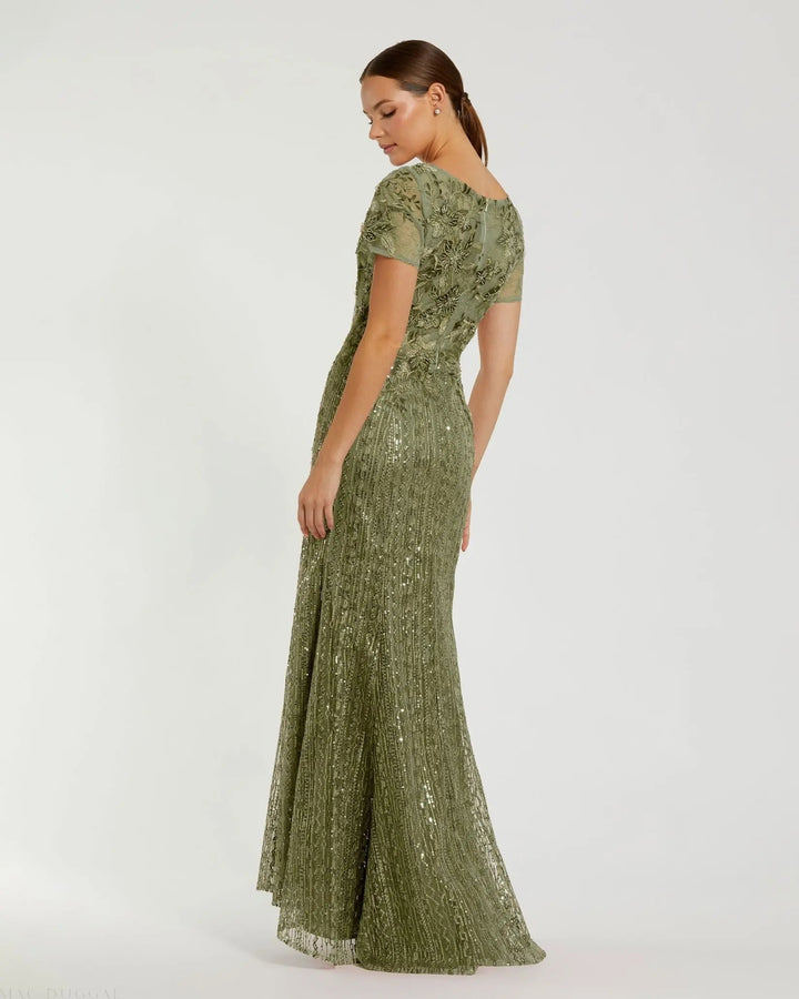 Mac Duggal 20282 Embellished V Neck Cap Sleeve Trumpet Gown