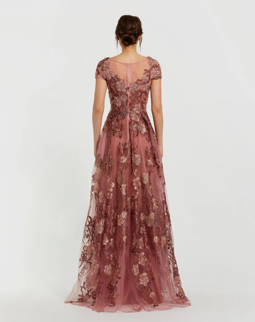 Mac Duggal 20294 Floral Embroidered Cap Sleeve Evening Gown