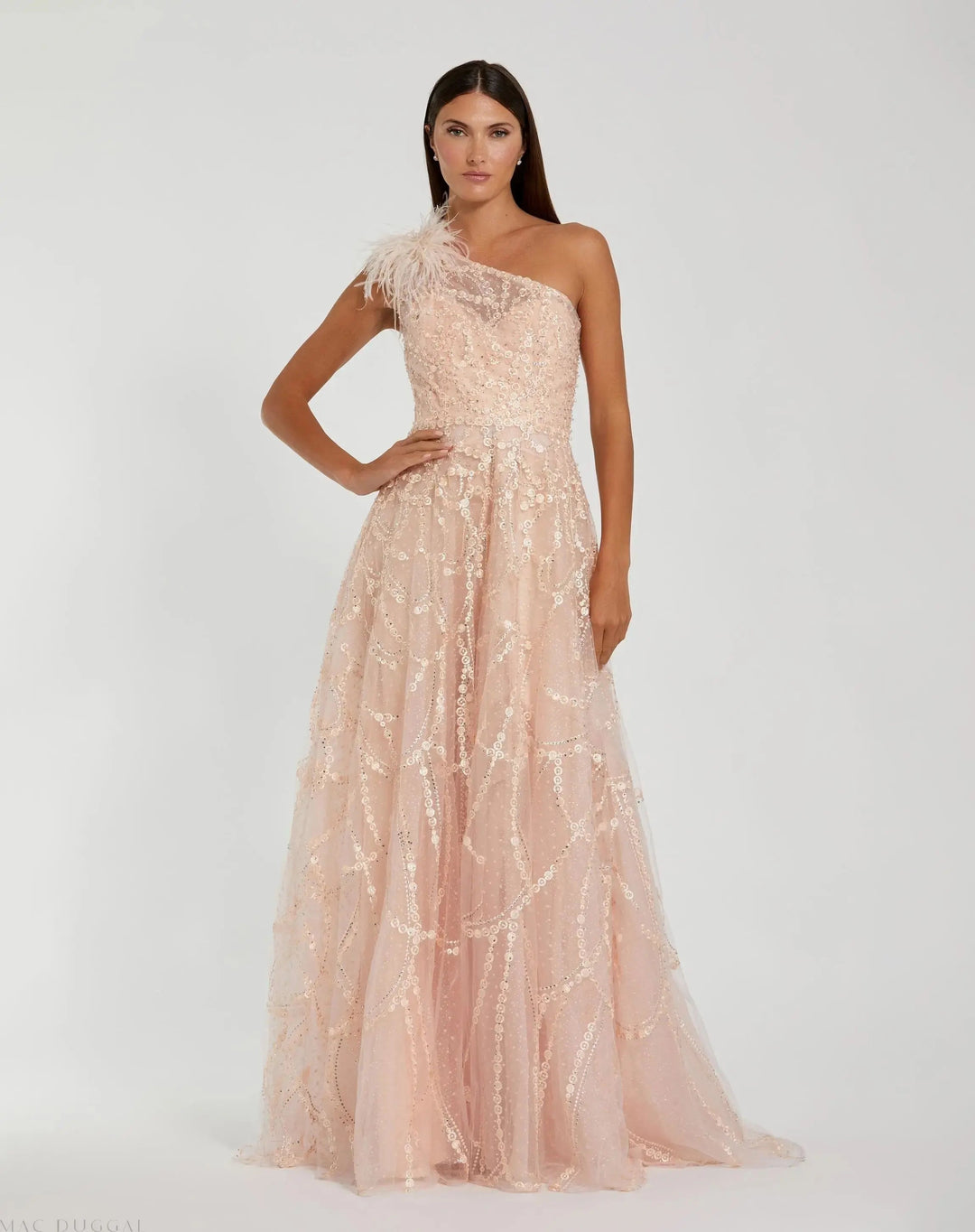 Mac Duggal 20389 Embellished One Shoulder A Line Gown