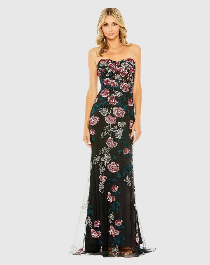 Mac Duggal 20581 Strapless Floral Embroidered Gown