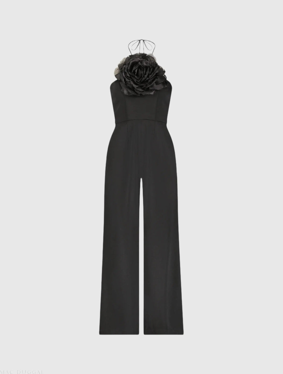 Mac Duggal 20934 Crepe Halter Neck Jumpsuit With Flower