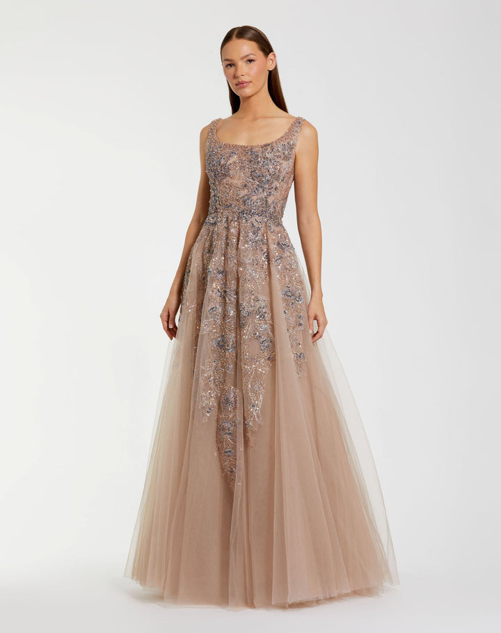 Mac Duggal 21099 Hand Embellished Tulle A-Line Gown