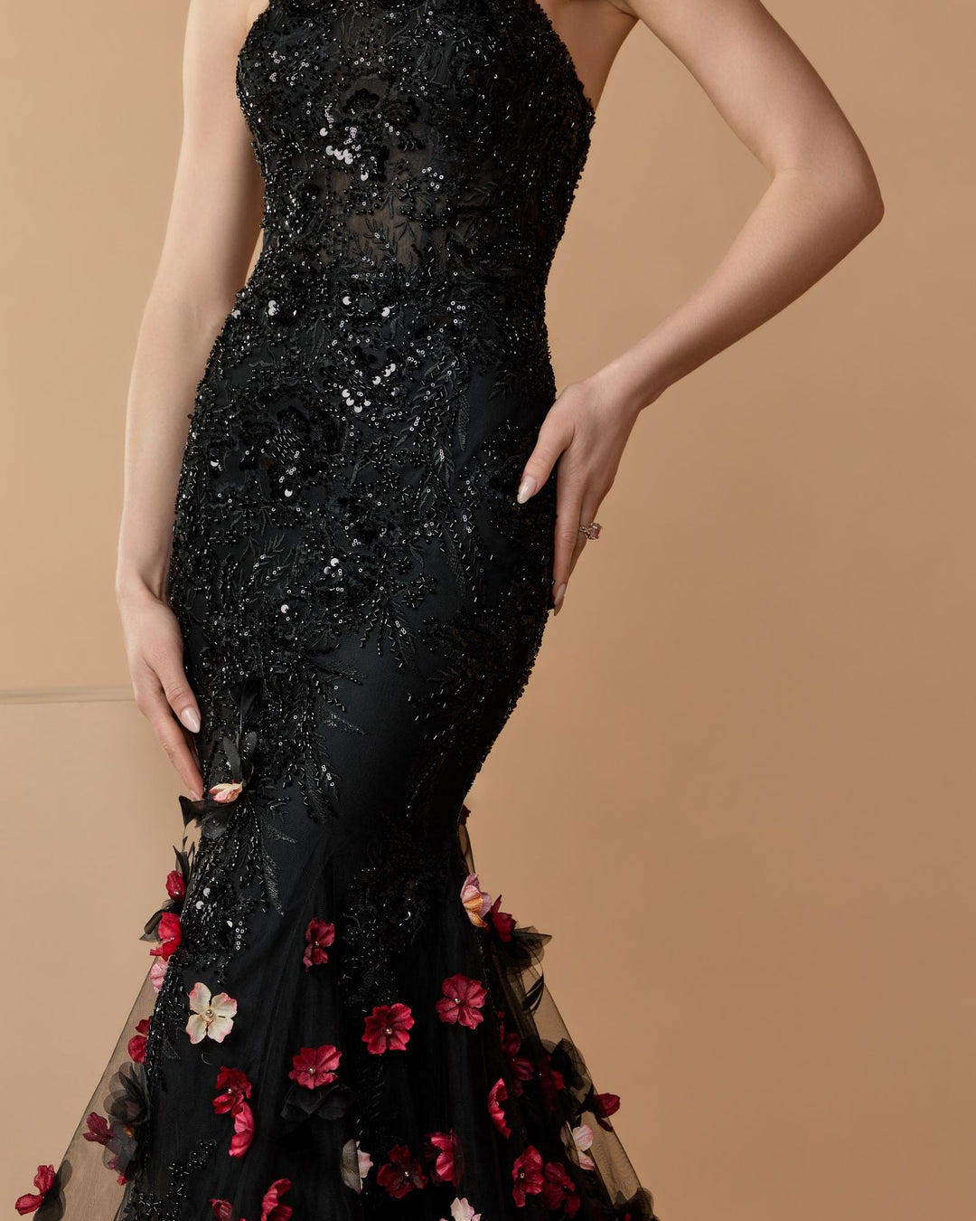 Mac Duggal 21147 Strapless Embellished Mermaid Dress With 3D Floral Hem