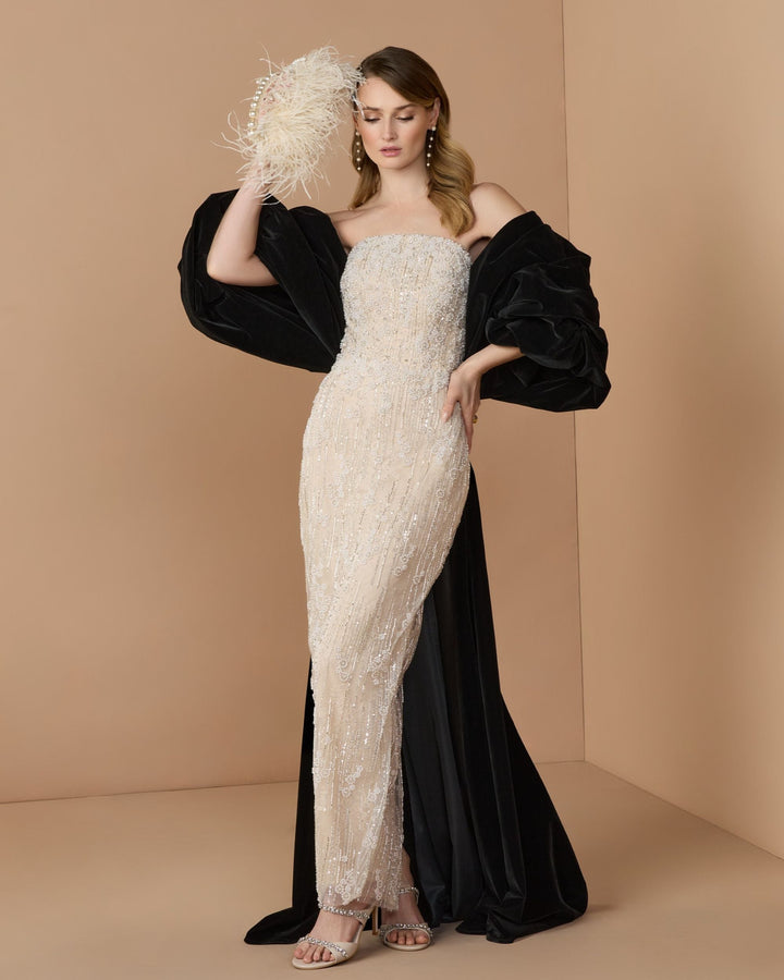 Mac Duggal 21193 Strapless Embellished Dress With Velvet Bow