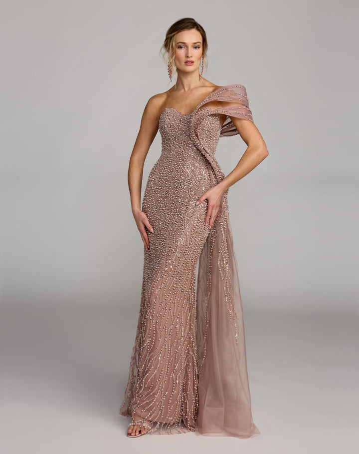 Mac Duggal 21273 One Shoulder Embellished Gown With Drape Detail
