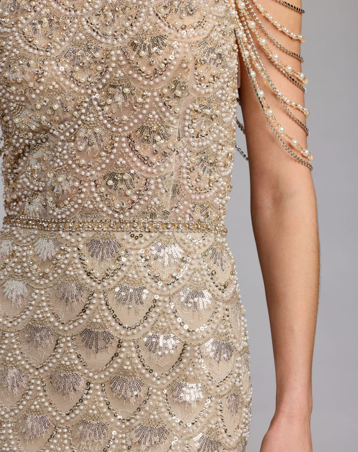 Mac Duggal 21322 Draped Embellished Column Gown