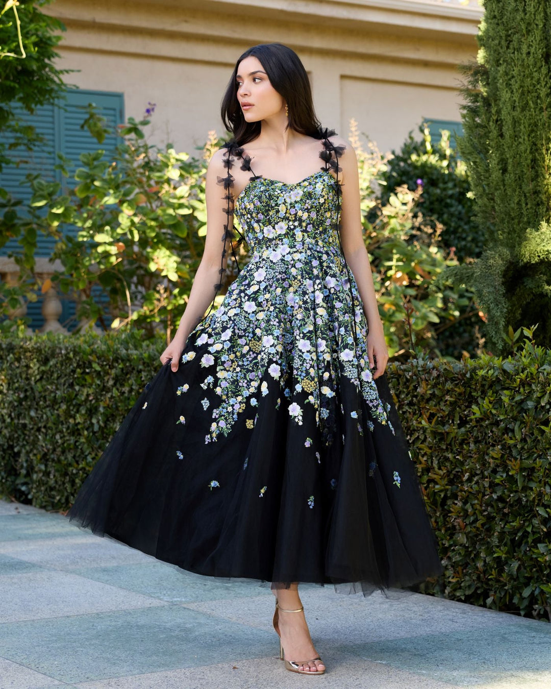 Mac Duggal 21356 Floral Embroidered Sweetheart Neck A-Line Dress