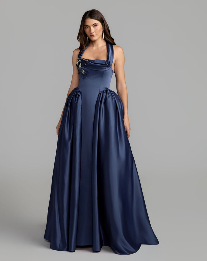 Mac Duggal 21501 Sleeveless Open Back Satin Ball Gown