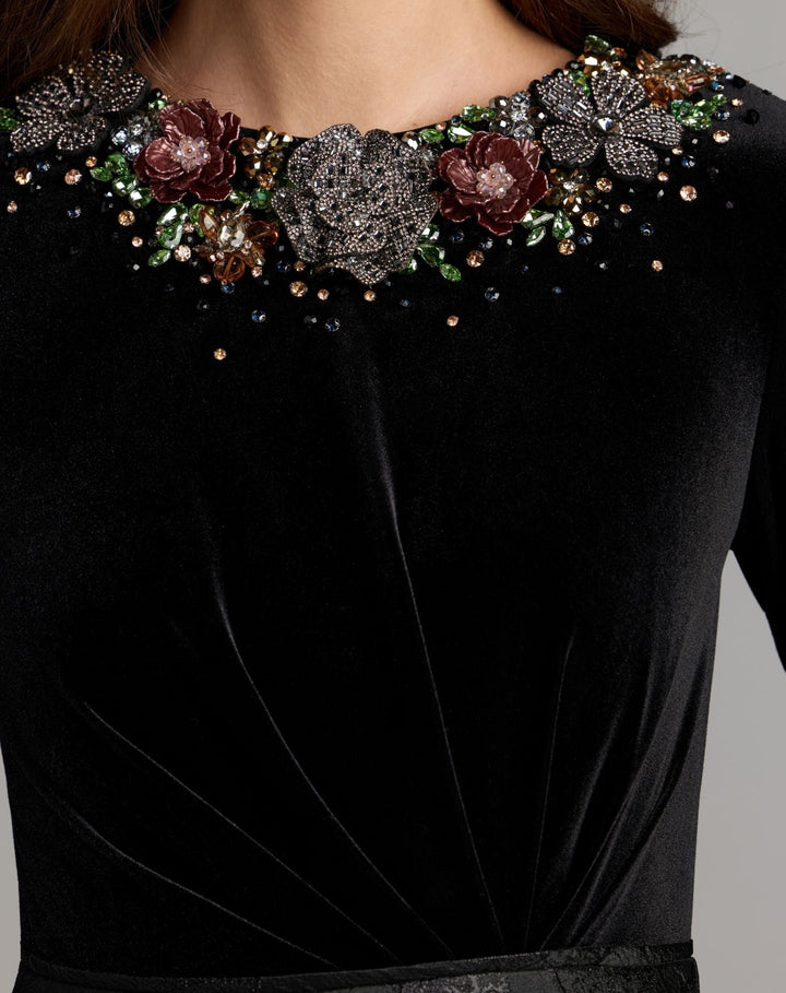 Mac Duggal 21525 Embellished Long Sleeve Brocade Ball Gown