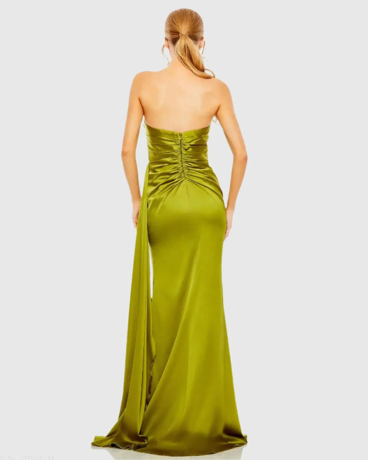 Mac Duggal 2211 Pink Strapless Embellished Sweetheart Neckline Satin Gown