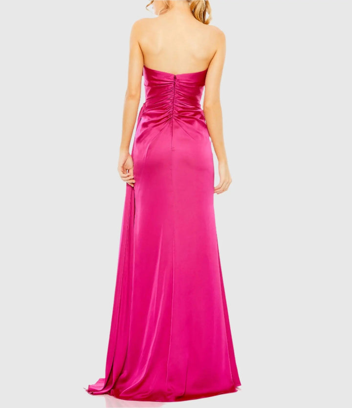 Mac Duggal 2211 Pink Strapless Embellished Sweetheart Neckline Satin Gown