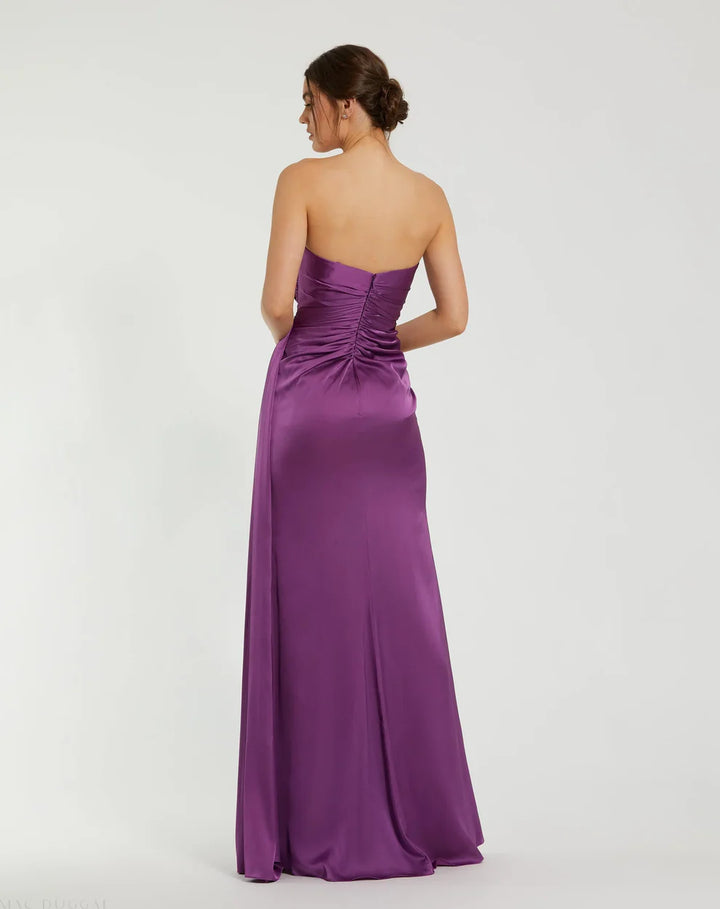 Mac Duggal 2211 Pink Strapless Embellished Sweetheart Neckline Satin Gown