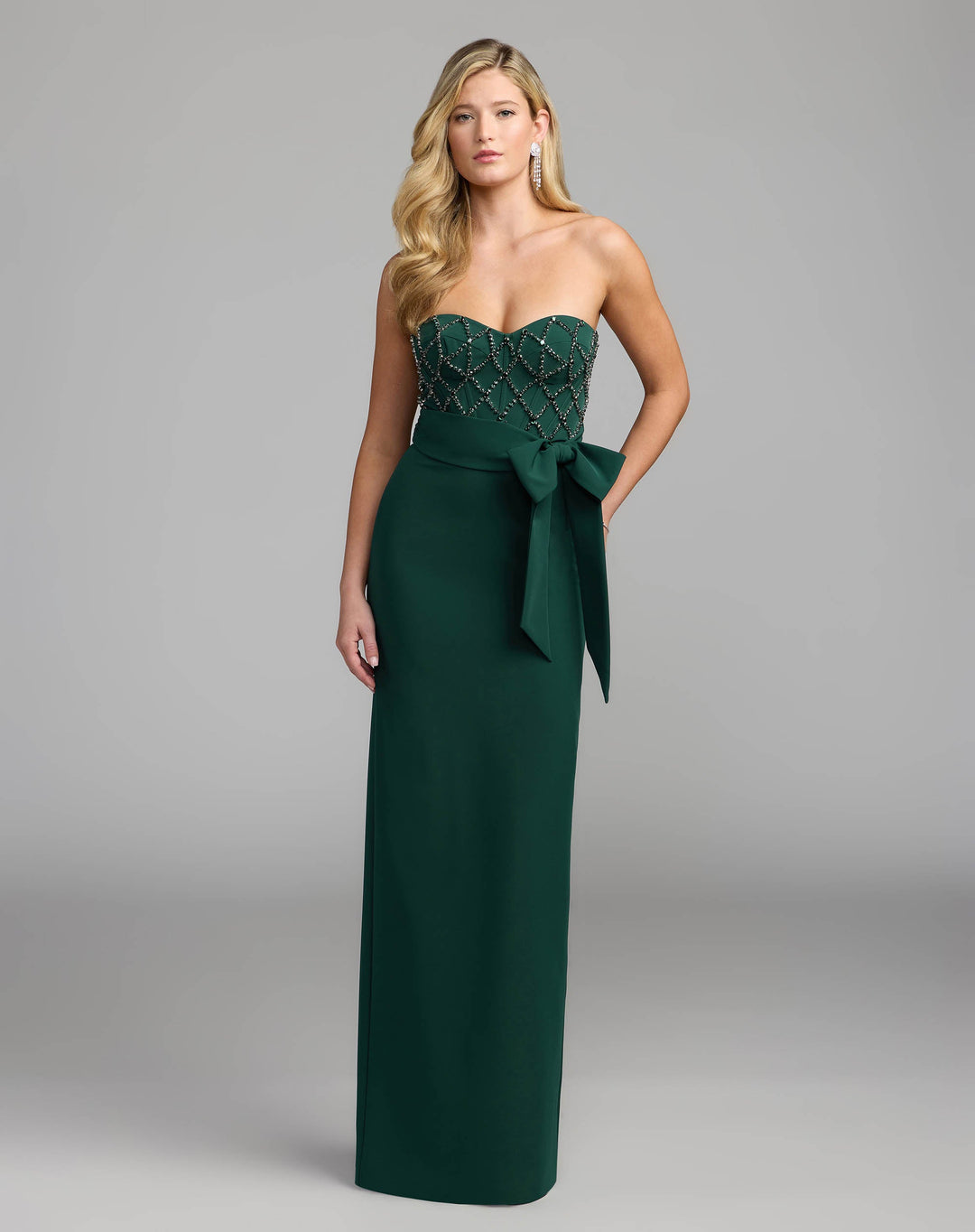 Mac Duggal 2294 Strapless Embellished Crepe Gown with Bow