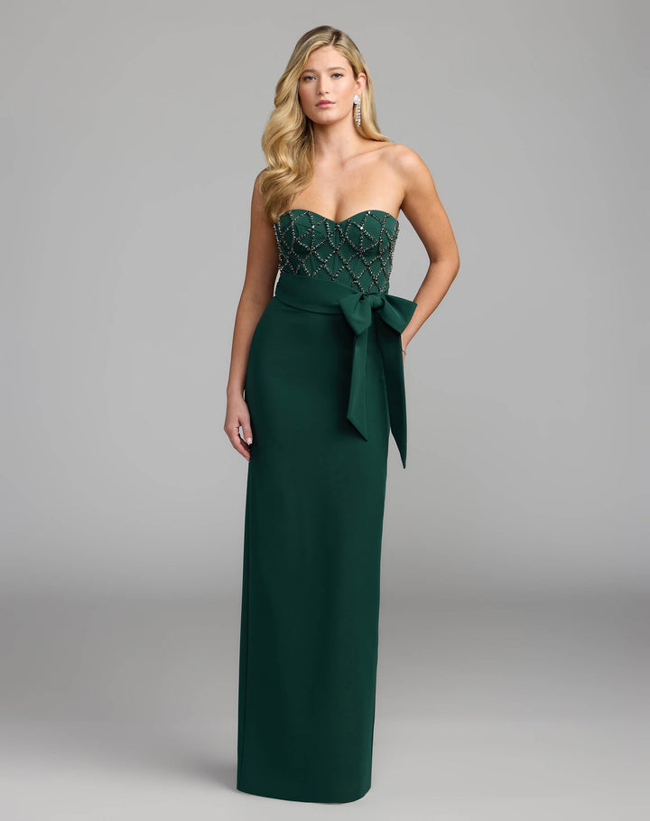 Mac Duggal 2294 Strapless Embellished Crepe Gown with Bow