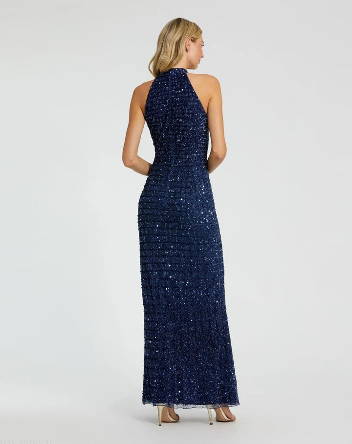 Mac Duggal 23018 Embellished Halter Neck Keyhole Gown