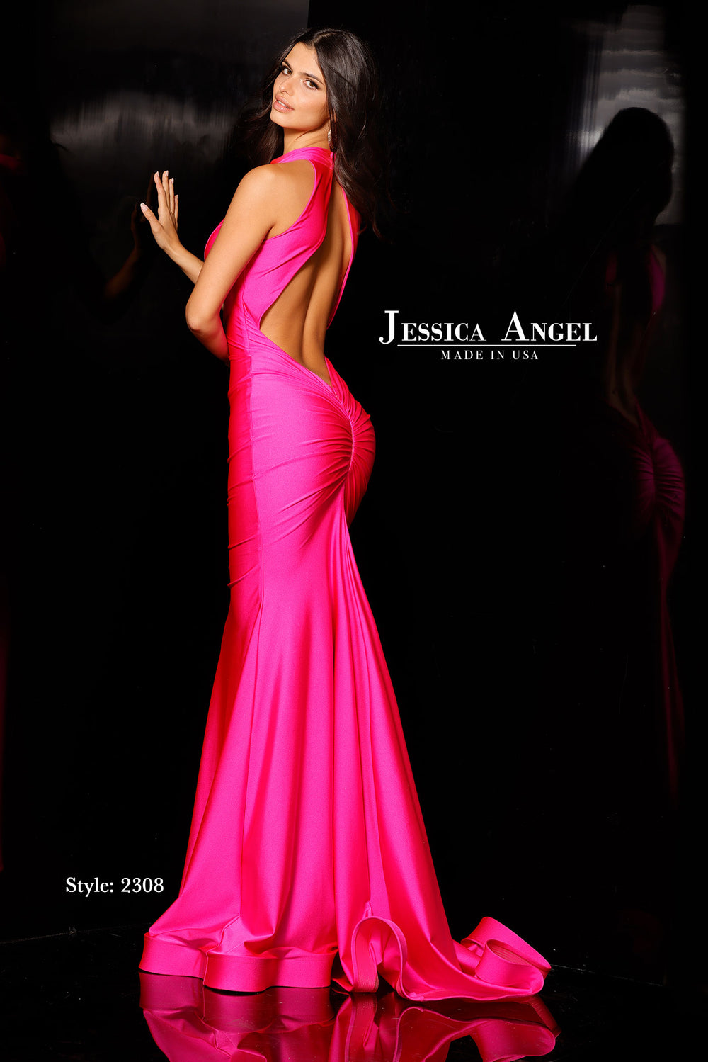 Jessica Angel 2308 open back halter mermaid gown back view