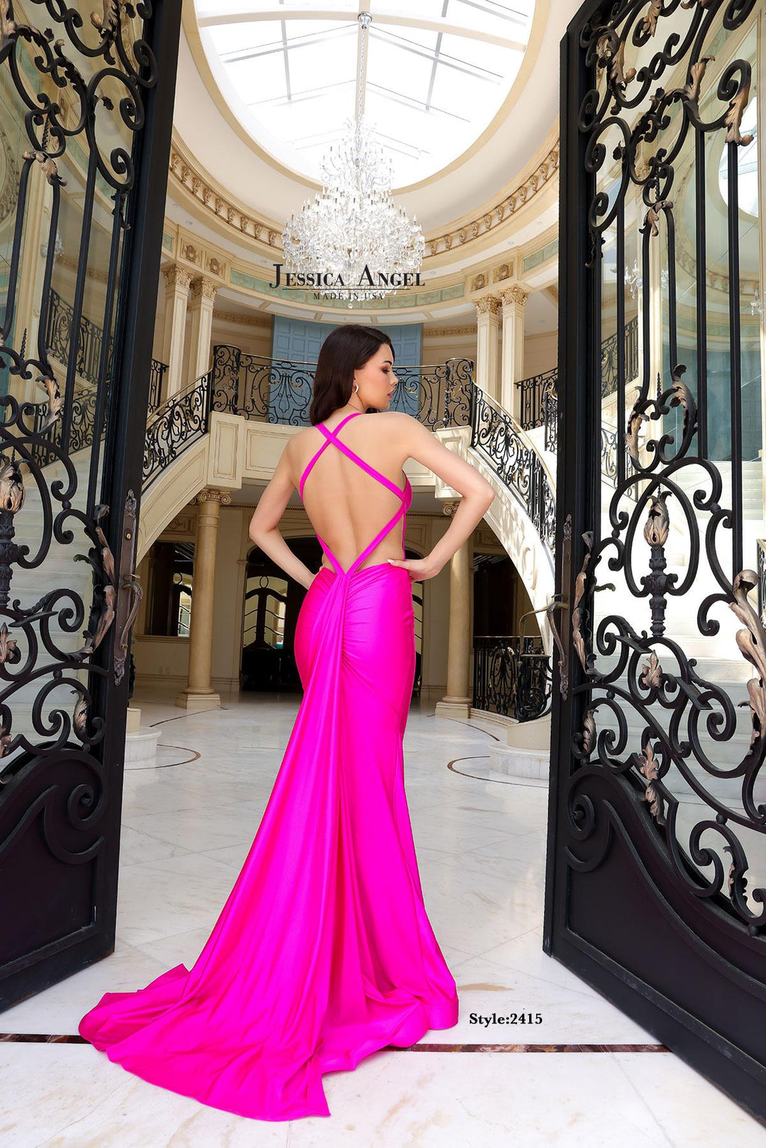 Jessica Angel 2415 crisscross back prom dress back view 2