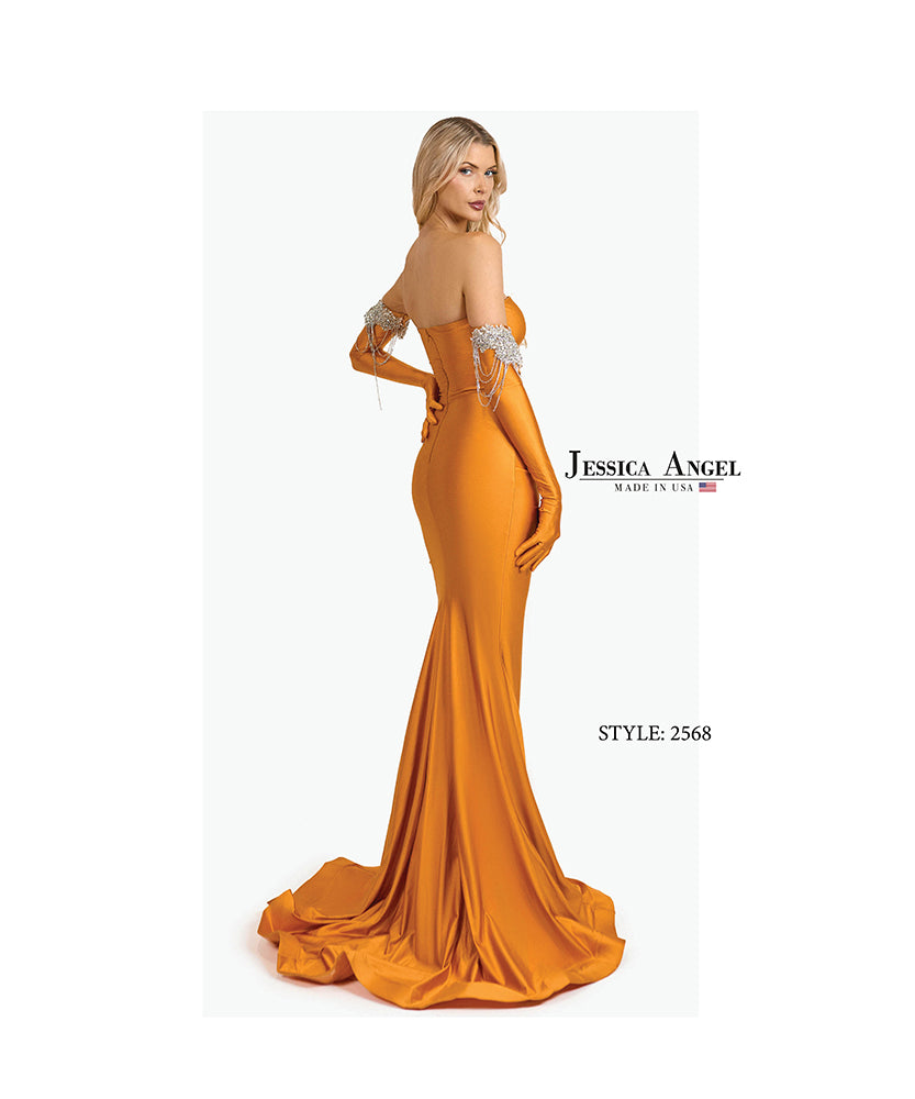Jessica Angel 2568 strapless jersey mermaid gown back view