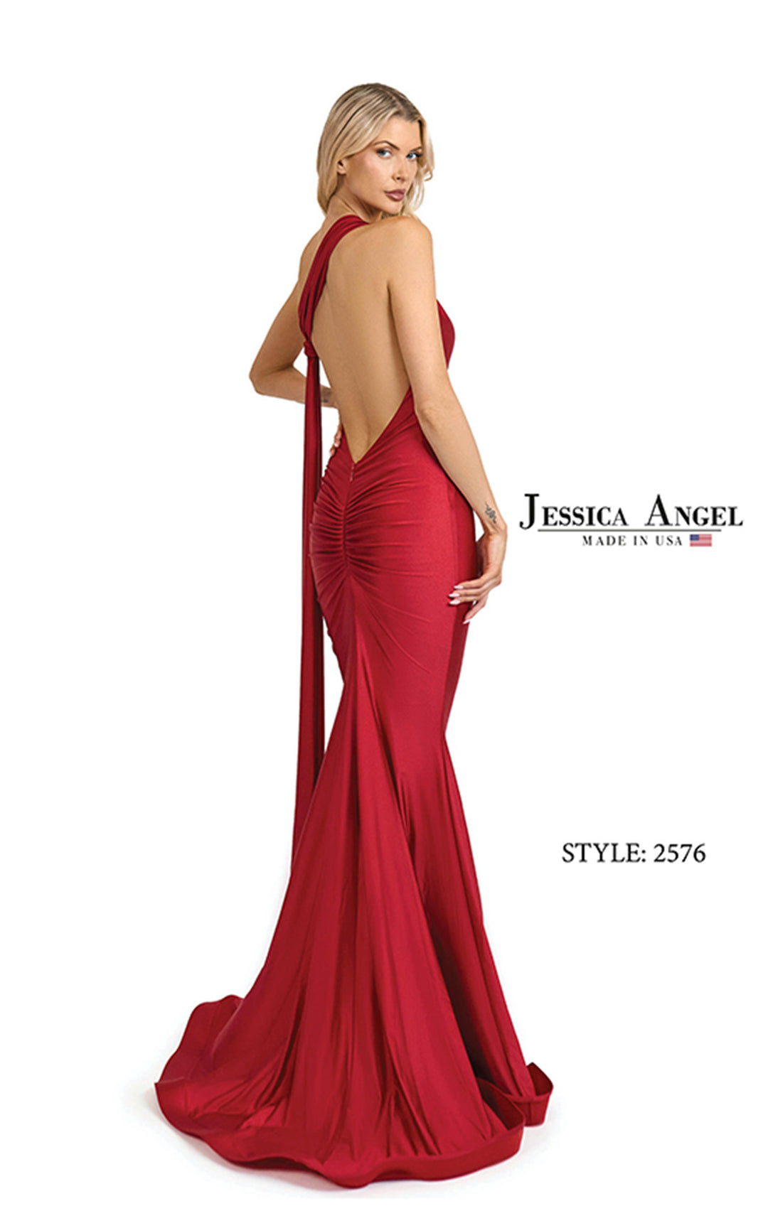 Jessica Angel 2576 sash open back mermaid gown back view