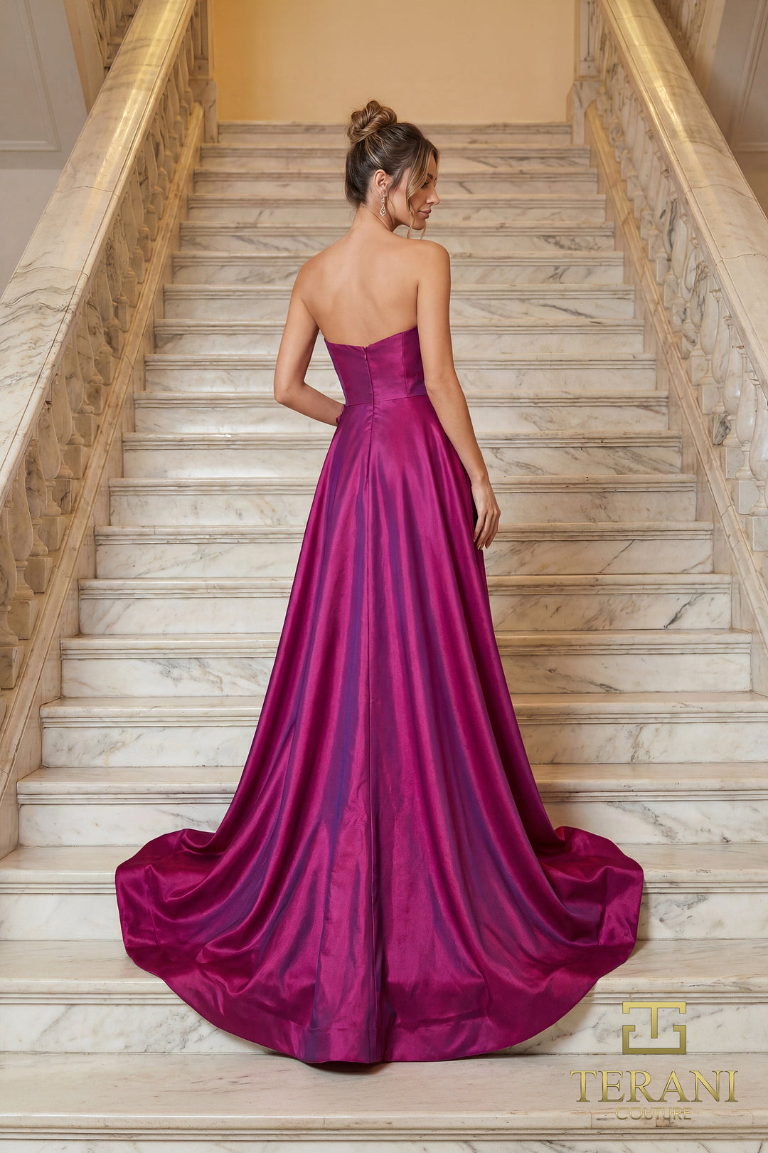Terani 262E7082 Strapless Sleeveless A-Line Dress