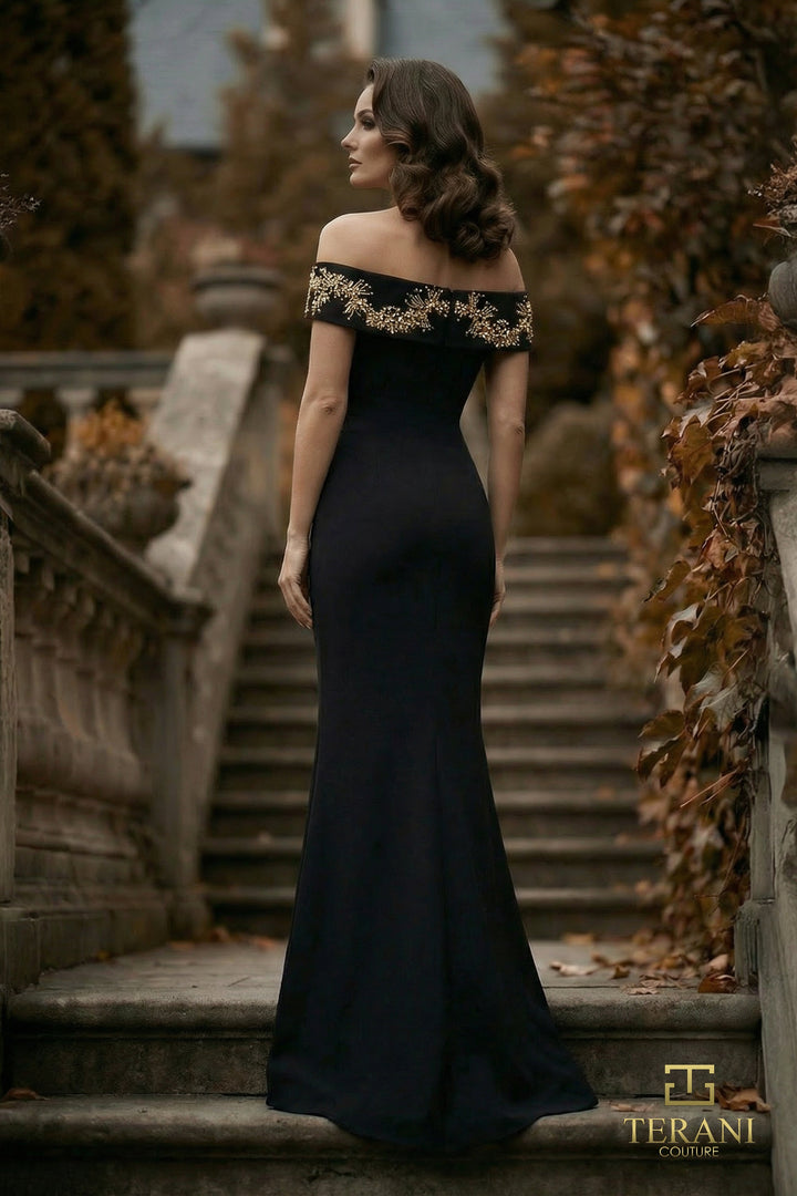 Terani 262E7139 Off-Shoulder Sweetheart Sheath Dress