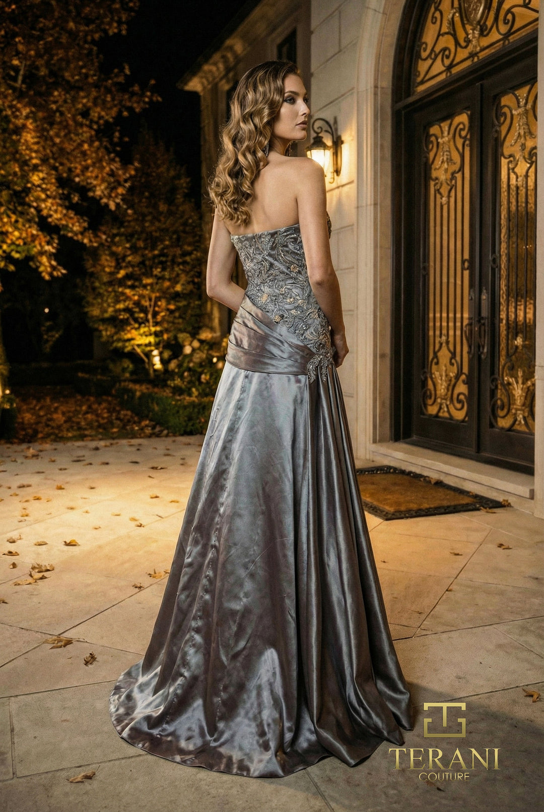 Terani 262E7530 One-Shoulder Sleeveless A-Line Dress