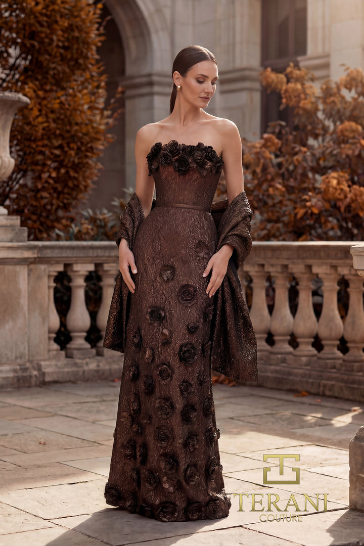 Terani 262E7093 Strapless Sleeveless Sheath Dress