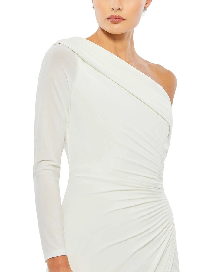 Mac Duggal 26570 Ruched Jersey Drop Shoulder Foldover Gown