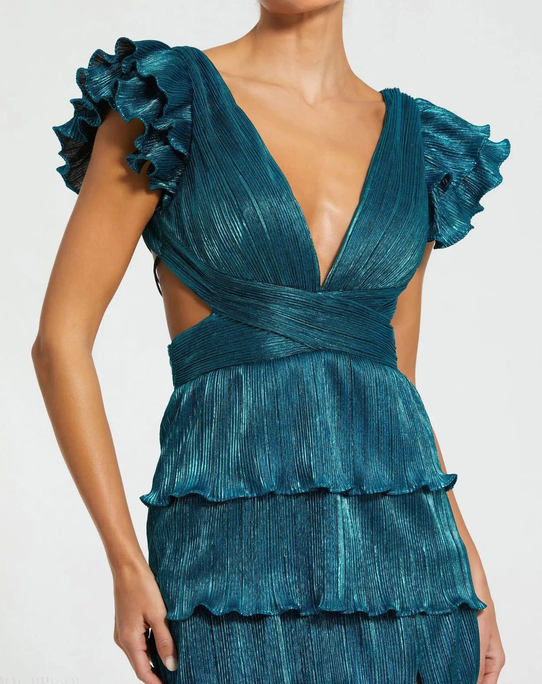 Mac Duggal 26740 Ruffle Tiered Criss Cross Lace Up Gown