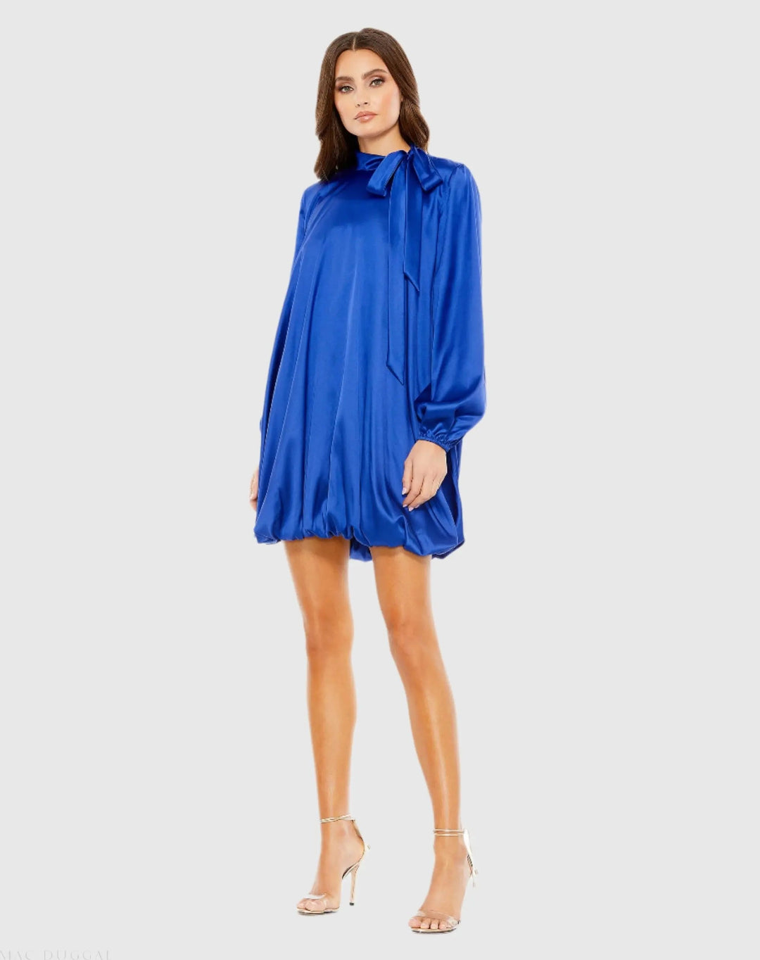Mac Duggal 26922 High Neck Long Sleeve Bubble Hem Dress