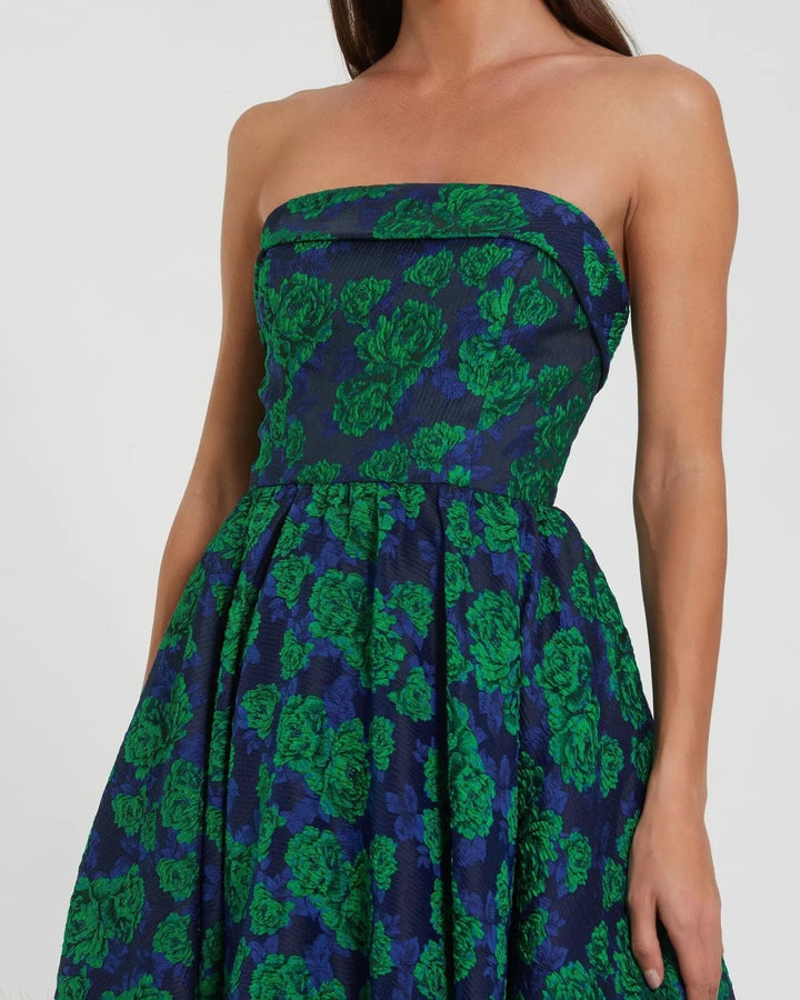Mac Duggal 27594 Brocade Strapless A Line Midi Dress