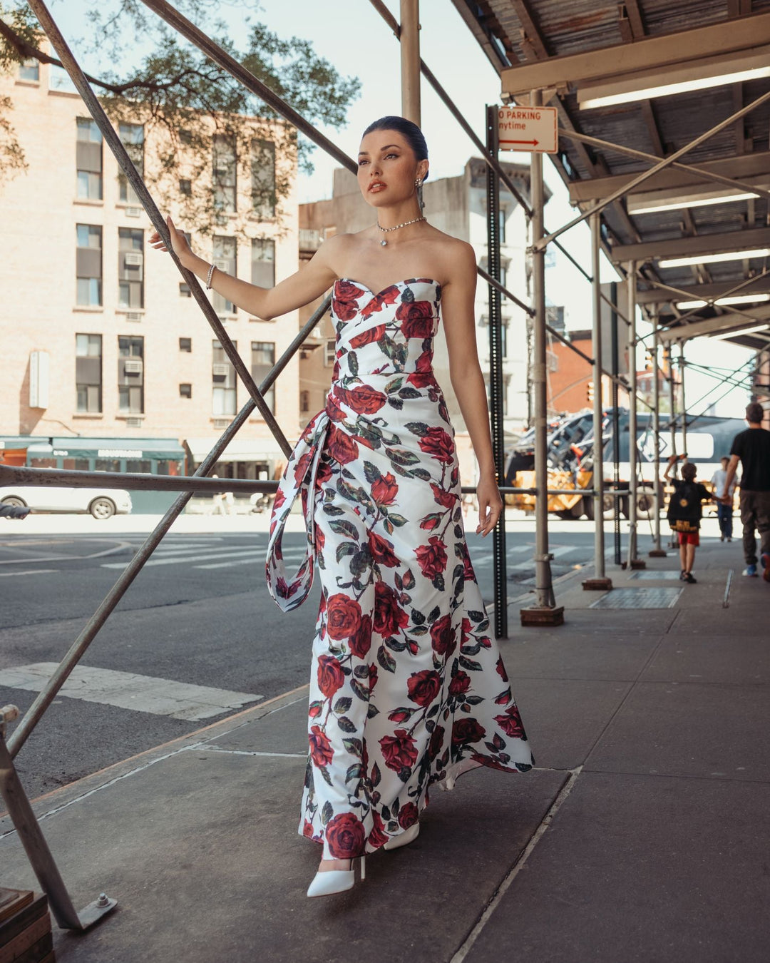 Mac Duggal 27775 Floral Strapless Satin Gown With Bow