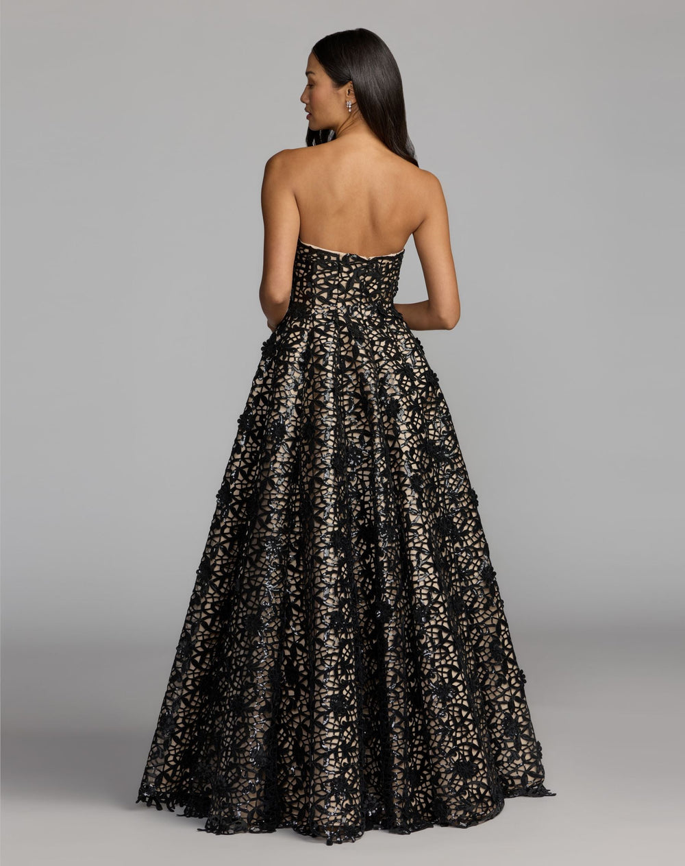 Mac Duggal 27809 Sequin Floral Lace Strapless Ball Gown